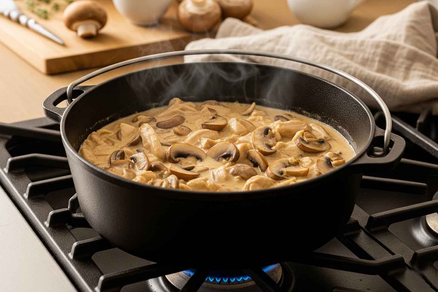 Estrogonofe de frango com cheirinho de domingo.