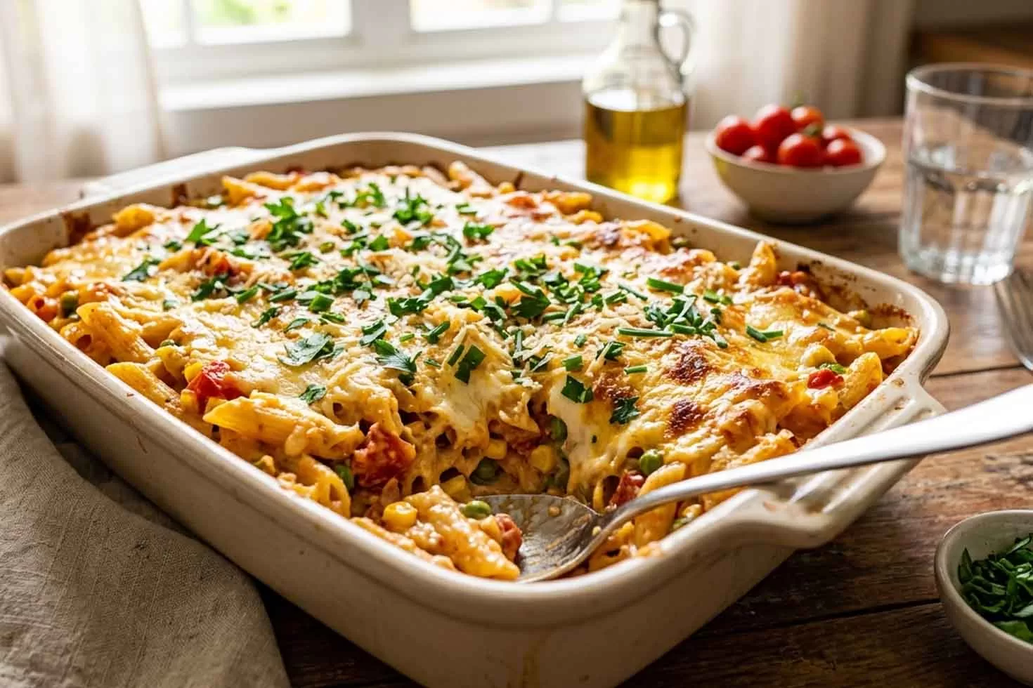 Macarrão de forno cremoso para Sexta-feira Santa.